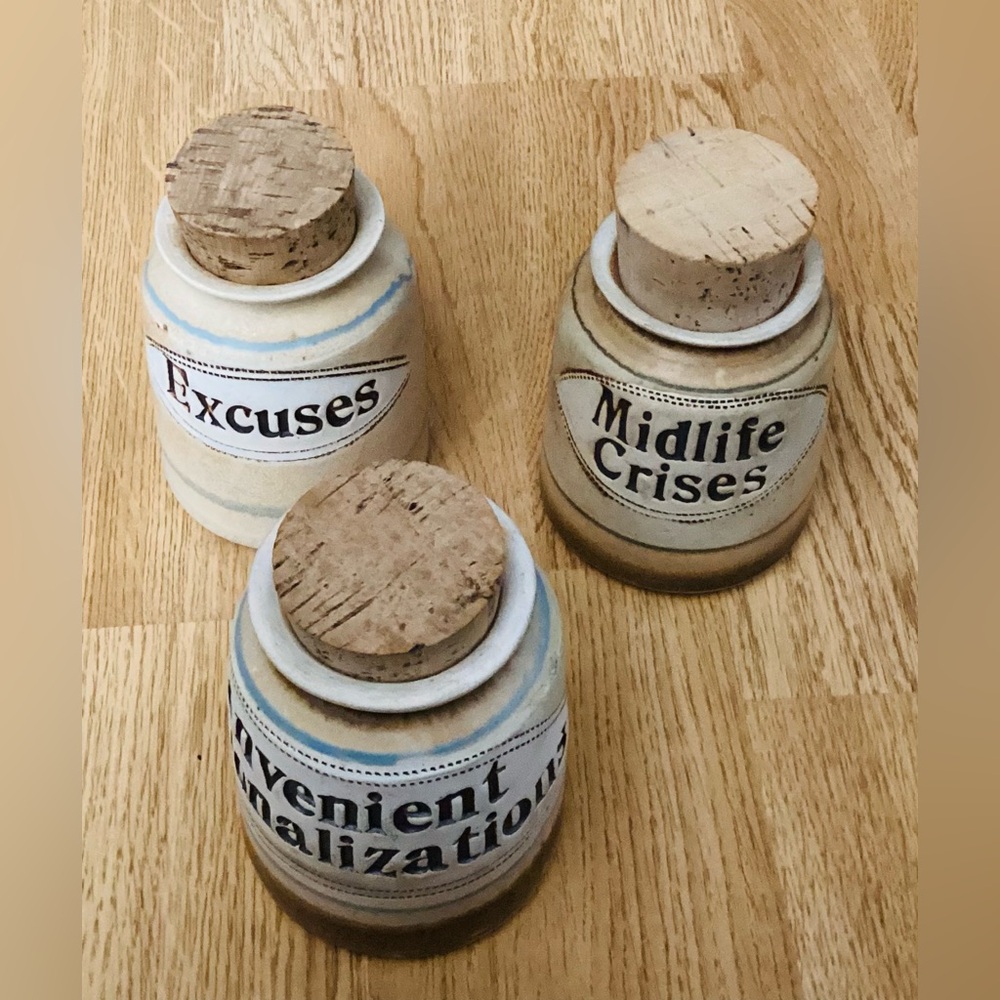 Set Of 3 Vintage Brophy Word Jars  Brophy Clay Things, Inc.  Never Used